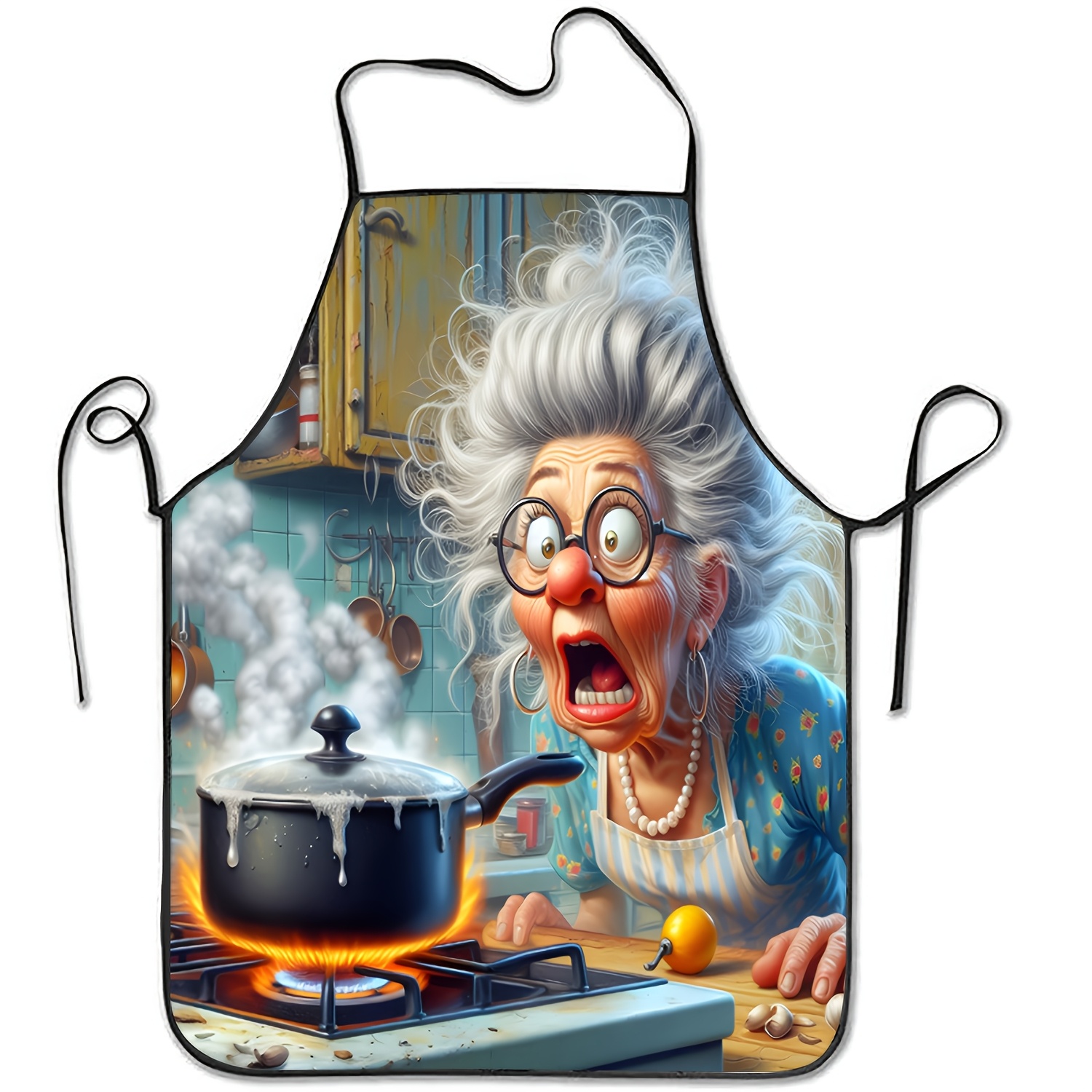 TEMU 1 stuk Mouwloos Schort met Print van Verraste Dame die Kookt, Unisex voor Thuisgebruik, Keuken- en Bakschort, Feestdagencadeau