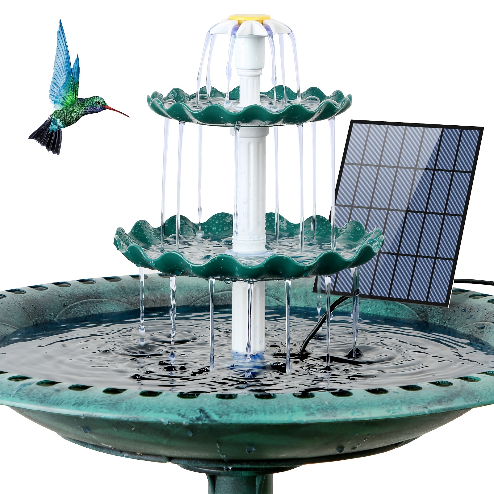 TEMU Solar Bird Bath Fountain, 3 Tier Bird Bath With 3.5w Solar Water Fountain, Solar Powered Fountain Pump For Bird Bath, Courtyard, Outdoor, Garden