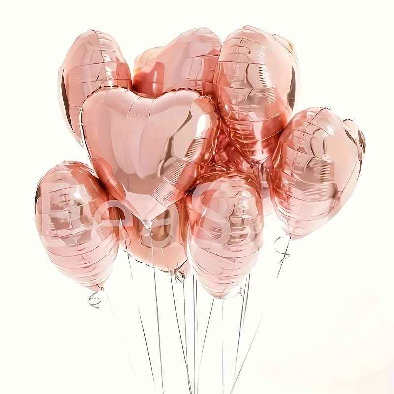 

20pcs Heart-shaped Balloons In Pink And Champagne For Weddings, Proposals, And Holidays - Aluminum Foil Balloons For Ages 14+