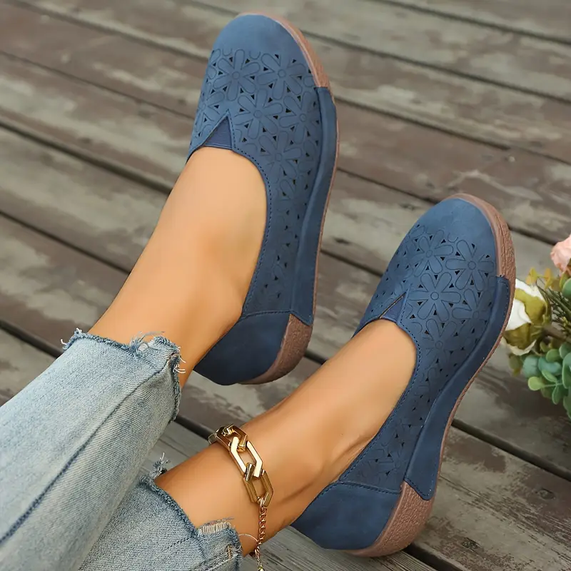 womens summer cutout flats casual walking shoes breathable hollow out loafers slip on comfort footwear fashion outdoor sandals details 2