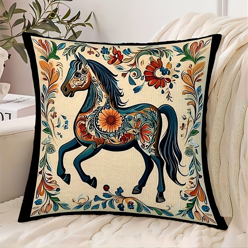 TEMU 1pc Pillow Cover, 2d Flat Printing, Double-sided Print, No Pillow Insert, 17.72x17.72 Inches (45x45cm), Embroidery, Soft With Zipper - Ideal For