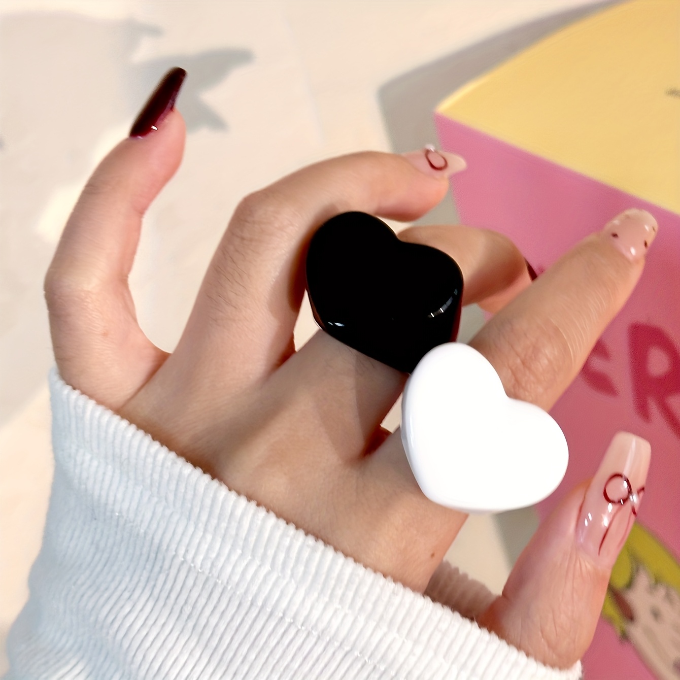 3pcs Heart Stackable Resin Rings Set, Stylish and Unique