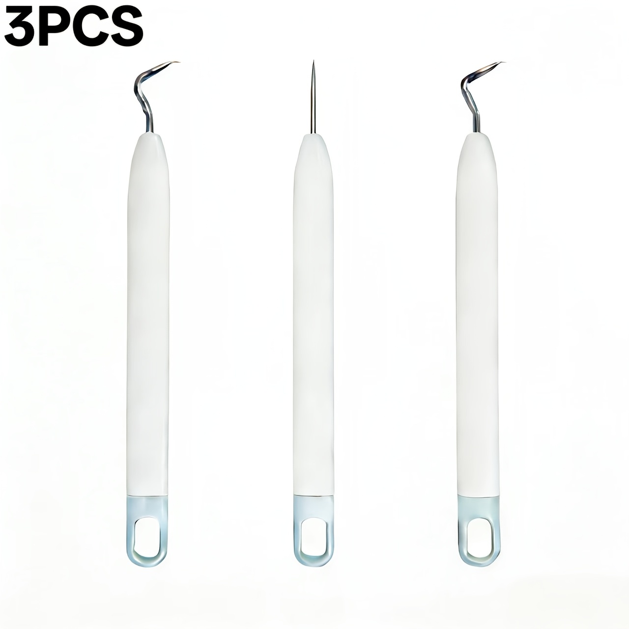 TEMU 3pcs Plastic Curved Hook Vinyl Weeder Tool With Needle Tip & Weed Remover Suitable For Cricut Machine, Crafting, Adhesive Vinyl Removal, Starter