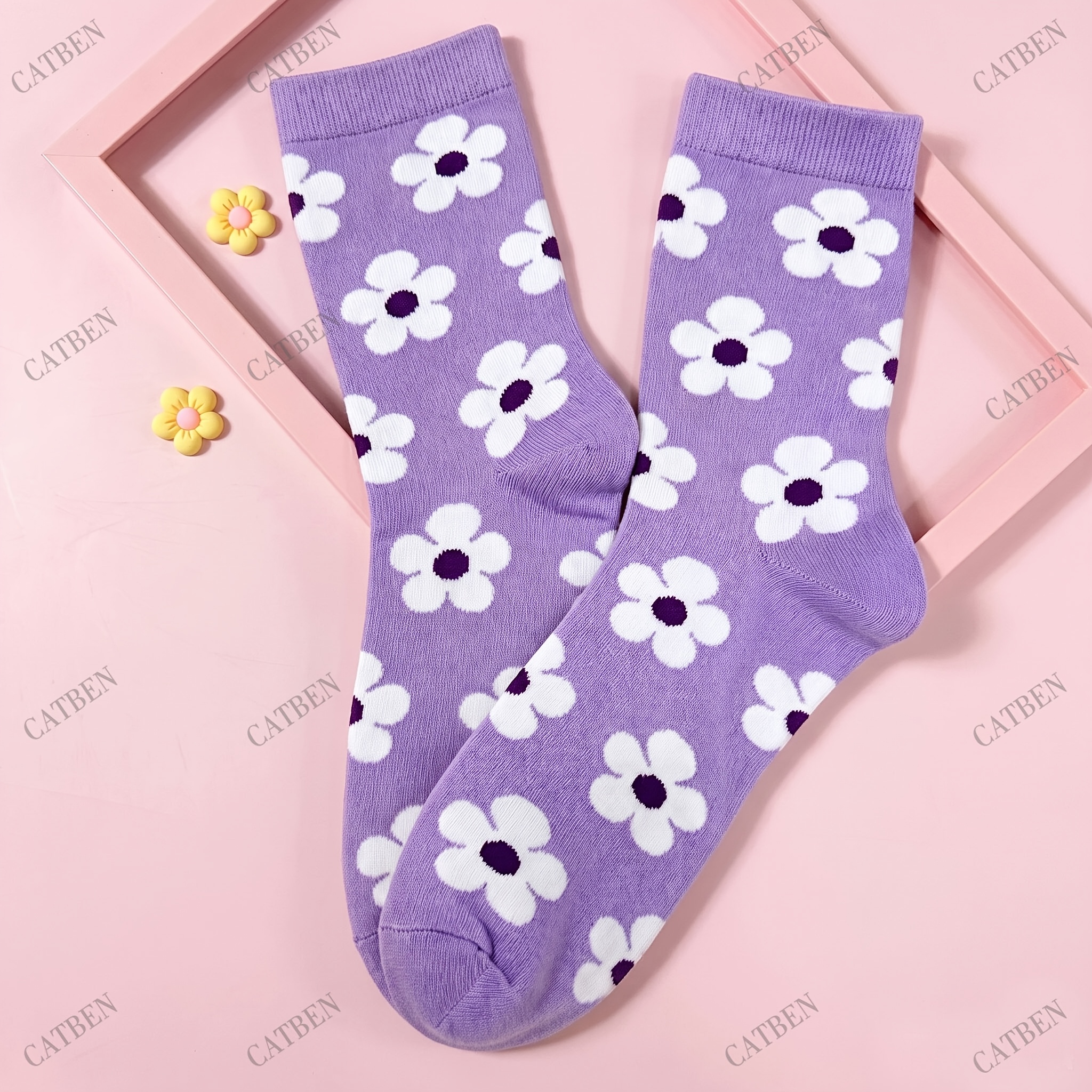 Temu – TEMU 1 Pair Women Flower Socks Cute Socks Sweet Socks For Women Gifts Socks For Friend Gift For Birthday Casual Socks Winter Warm Socks Trendy Socks