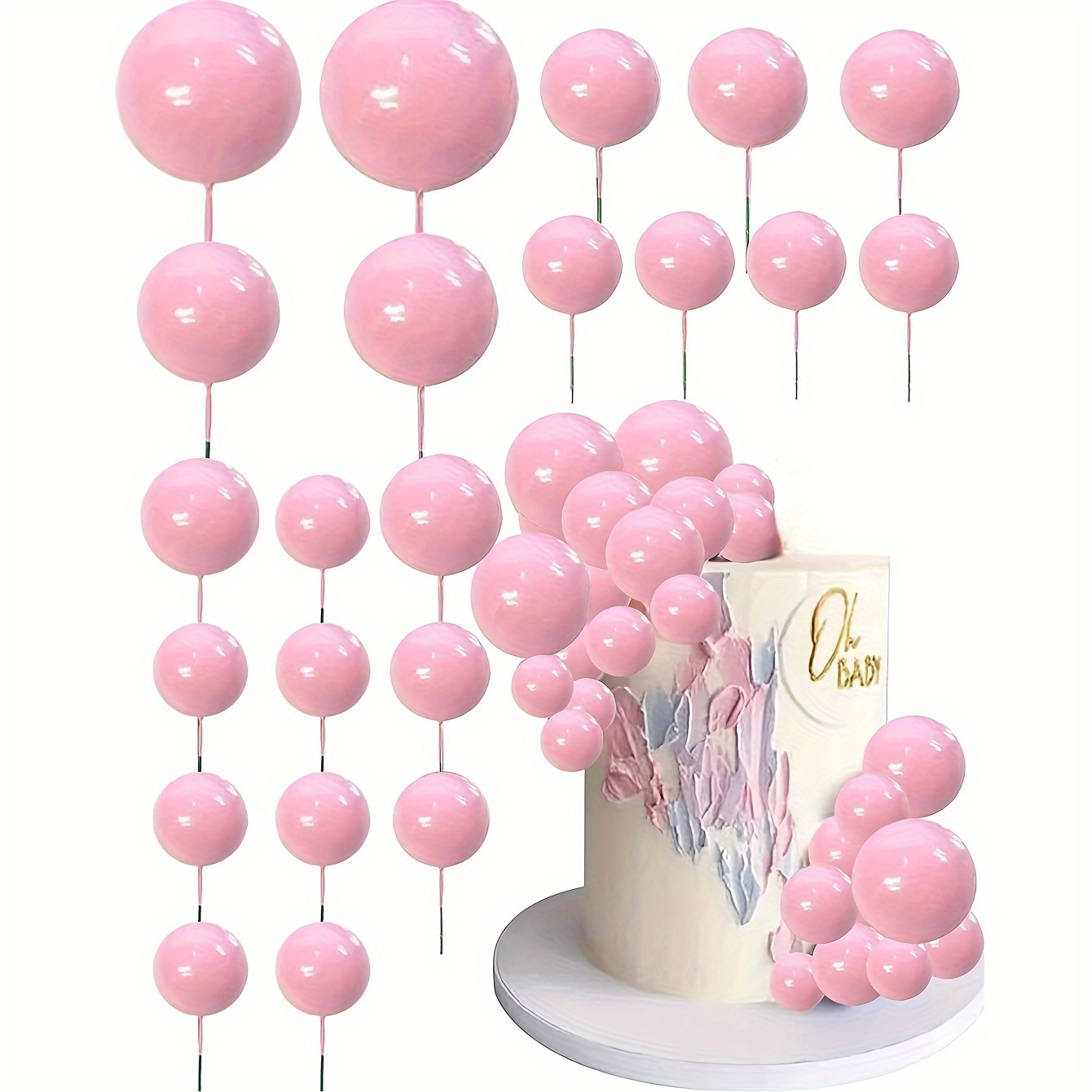 

20 Pcs Pink Balloon Cake Toppers - Perfect For Birthday Parties, Wedding Decorations, And Festive Celebrations