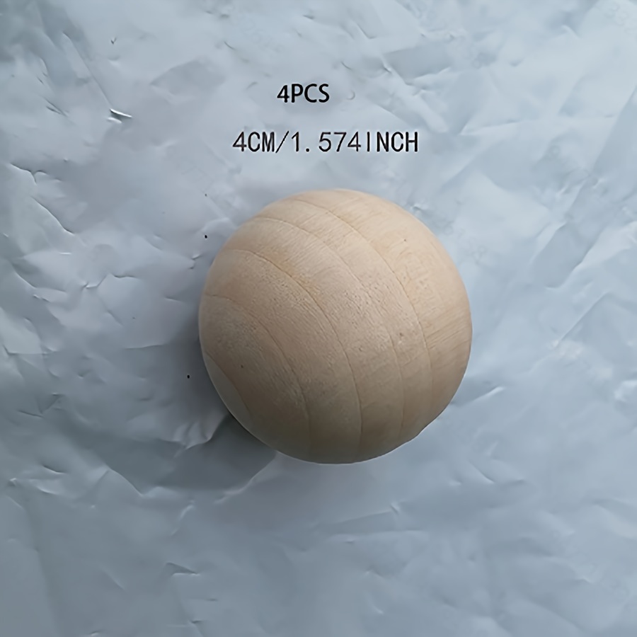 Image of 4pcs 3.5/4/5cm Large Size Wood Ball Decorative Beads Wood Round Ball Craft Beads Wooden Beads Additions Charm No Hole For Craft Projects