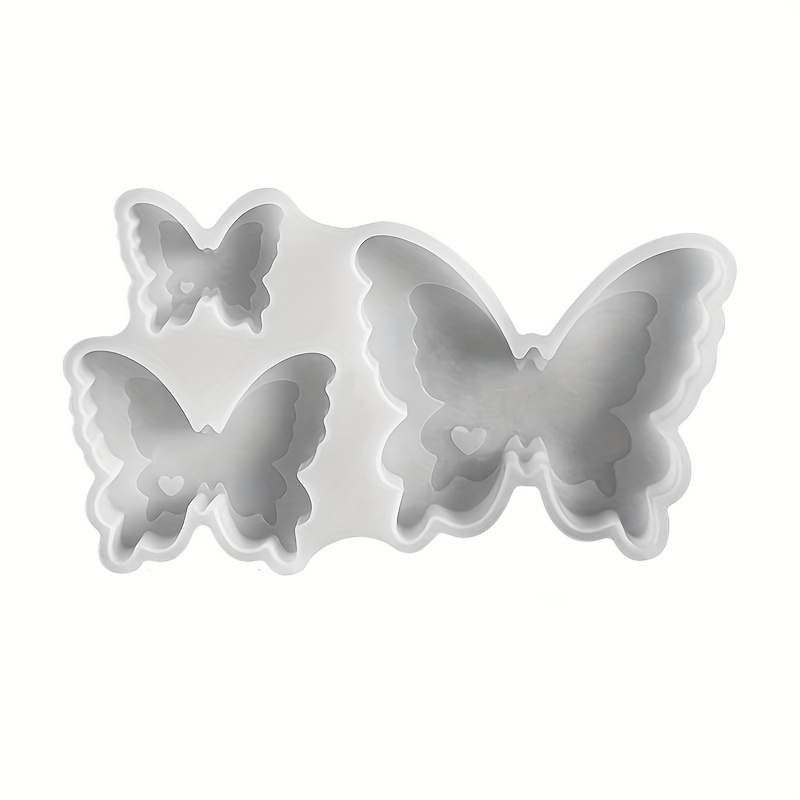 Image of 3 Sizes Of Heart-shaped Diy Silicone Molds For Making Plaster Molds And Candle Butterflies, Suitable For Desktop Decorations, Holiday Gifts, And Perfect For Crafting.