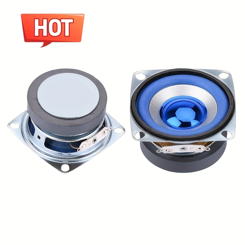 TEMU 2pcs Professional 52mm 2-inch 6w 4-ohm Full-range Speakers - Mini Square Compact Loudspeakers - Blue - - Wide Applications