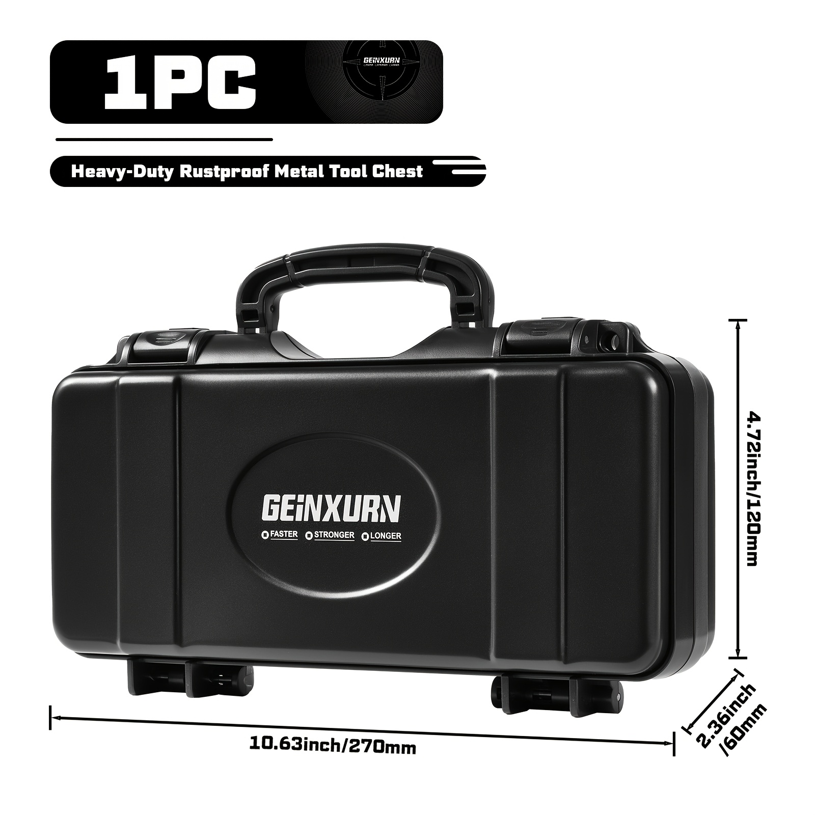 Image of Geinxurn Portable Golden Metal Toolbox 5 Golden Storage Boxes Design, Safety Protection Anti-drop Handle, Easy To Repair/garage/workshop/outdoor Durable Tool Storage Box - Red - Black