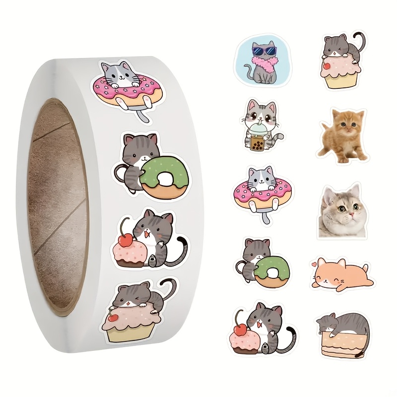 500 Sheets Of Cat-themed Reward Stickers For Motivation, , Self-adhesive Labels For The Office