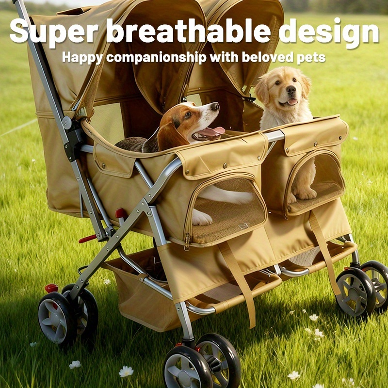 Pet Stroller with 4 Wheels, Foldable Pet Travel Carrier for Small/Medium  Dogs Cats Up to 50lbs, Detachble Portable Pet Bag, Storage Basket, Car Seat  3in 1 Multifunctional (Khaki), Outdoor * Pet ...