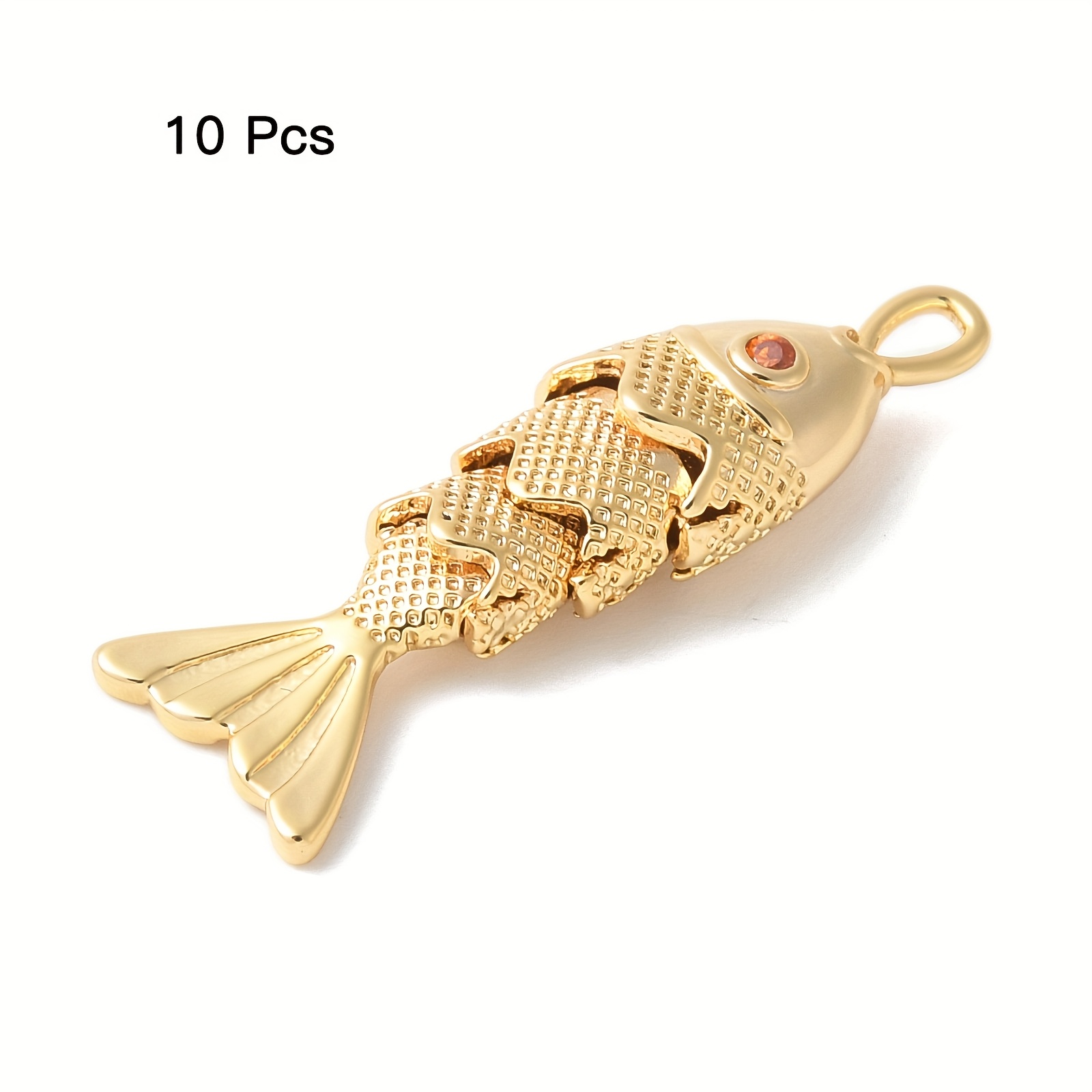 TEMU 10 piezas de colgante de latón con forma de pez, dije pequeño adecuado para la fabricación de aretes, pulseras y collares