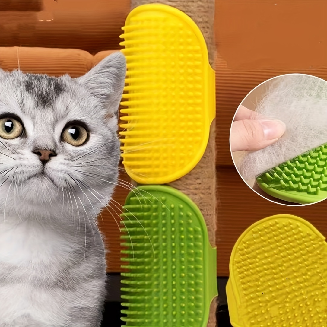 

1pc Cat Scratching Brush, Plastic Bristle Pet Grooming Tool With Self-cleaning Design, Interactive Play And Bathing Accessory For Cats