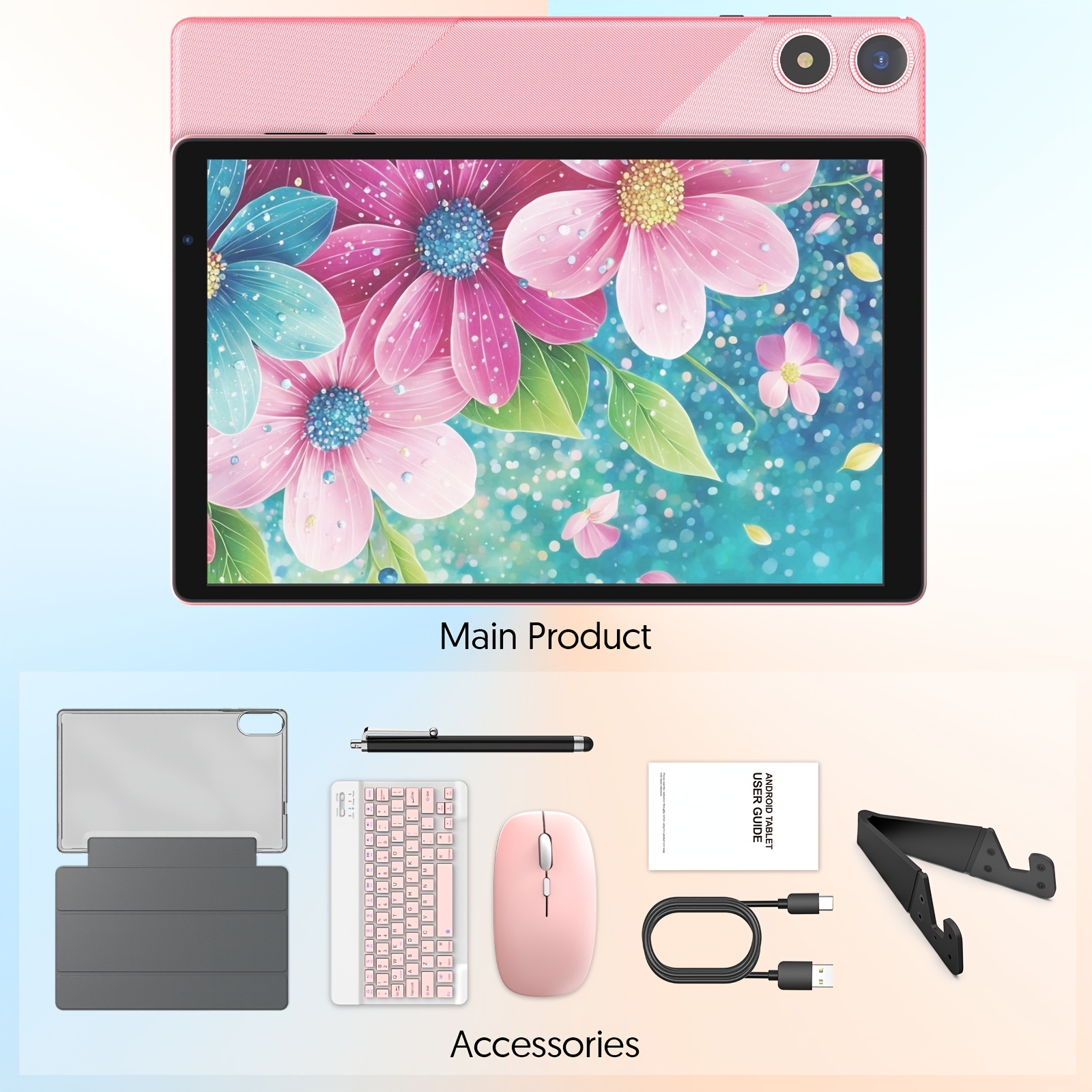 TEMU 10" Hd Tablet, 8gb(3+5) +32gb Rom, 1tb Expandable. Wifi, 6000mah Battery, Clear Video. Dopamine Colors. Options: Tablet Only, Or Kit W/ Keyboard