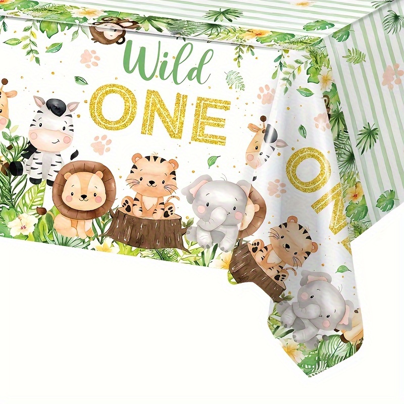 

Wild 1 Safari-themed Disposable Tablecloth - 51"x87" Jungle Animal Party Decoration For Youngsters Shower & First Birthday