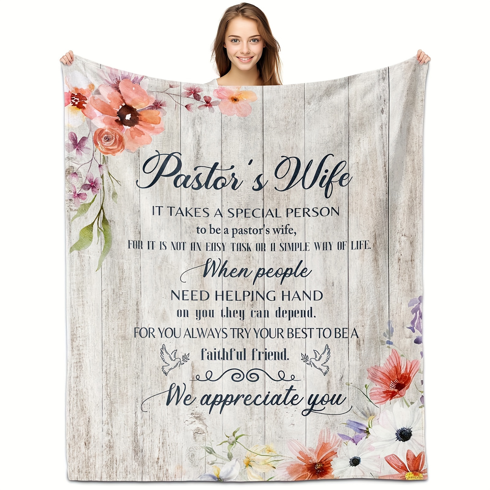 

Pastor's Wife Appreciation Gift - Cozy Flannel Throw Blanket, Couch & Bed, Machine Washable, Comfort