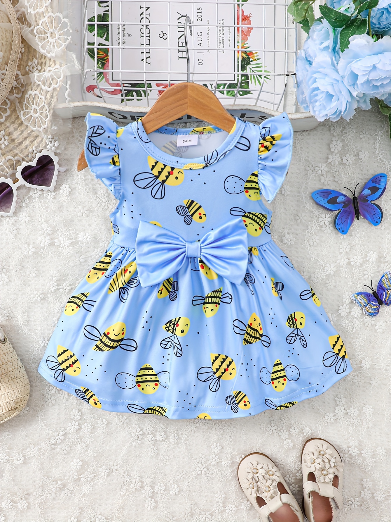 new cute printed flying sleeve vest dress baby Temu United Arab