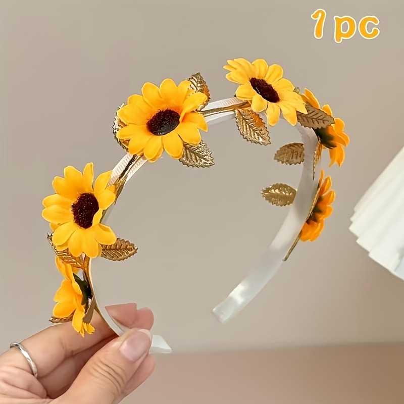 1pc/2pcs Sunflower Hair Hoop, Suitable For Thanksgiving, New Year, Night, Non-slip Hair Tie, Headpiece, Gift For, Daily Life