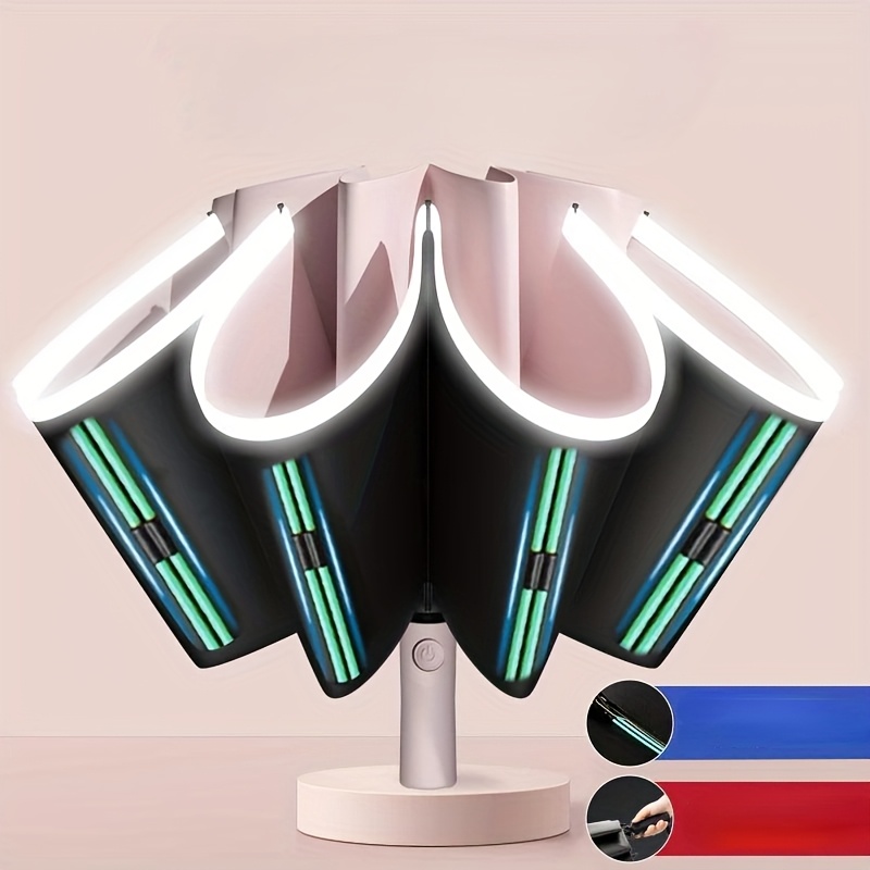 20 Ribs Automatic Reverse Folding Umbrella with Reflective Stripe Double Bones