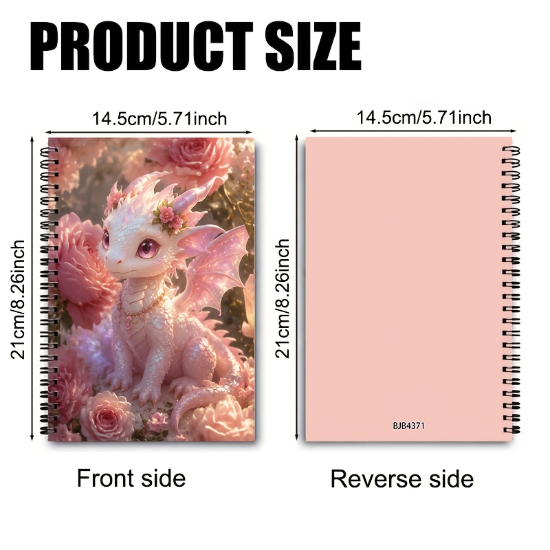 TEMU Flower Bush Pink Coil Notebook, 60 Pages With Lined Inner Pages, For Fantasy Lovers, Journaling, , Daily , Gifts