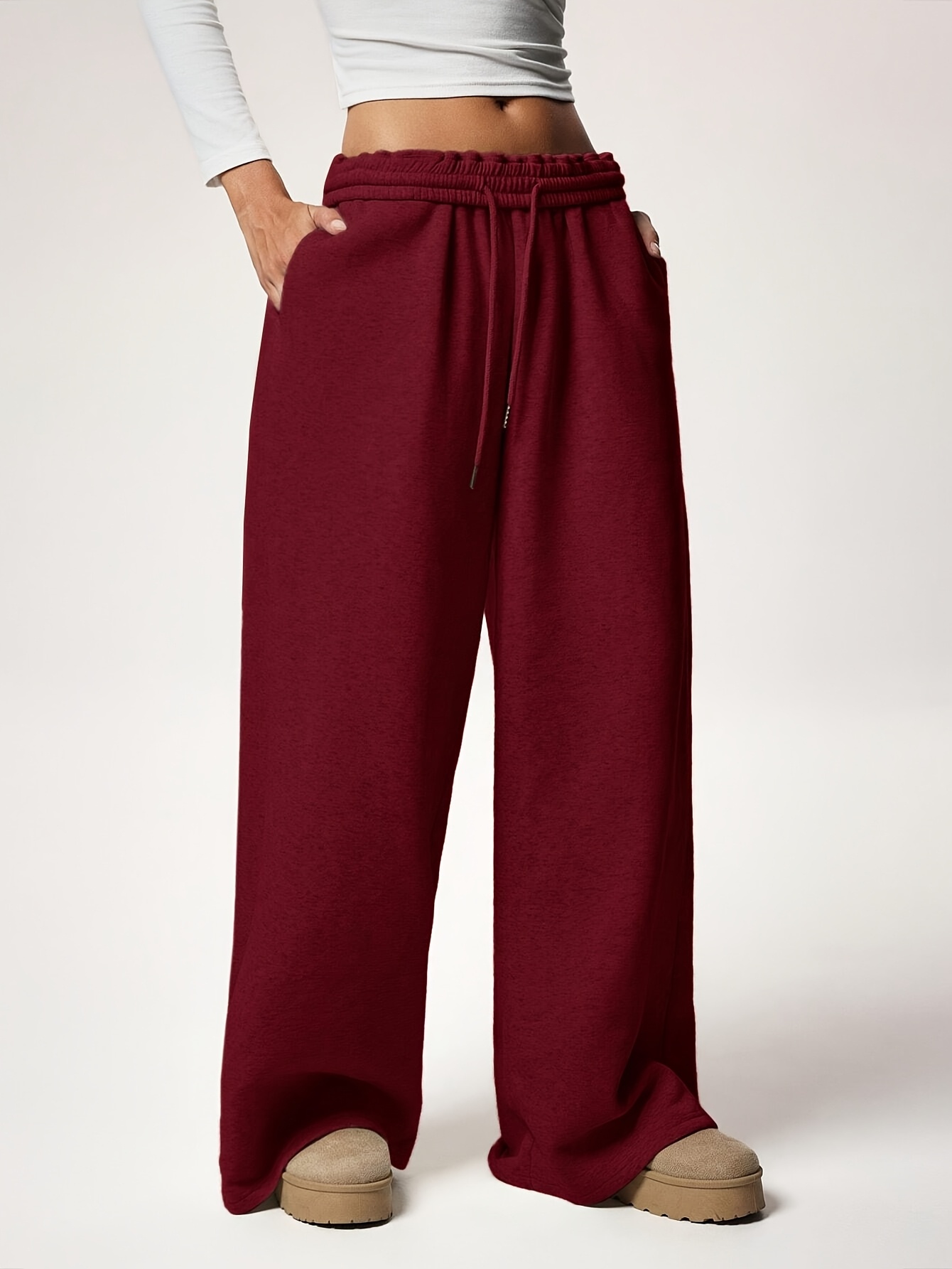 womens high waisted elastic waist jogger pants relaxed fit - Temu Kuwait