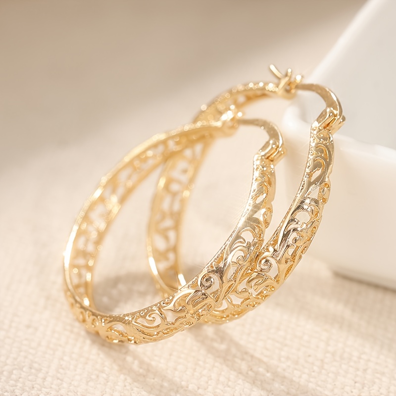 E-shop Vintage Kupfermaterial Hohle Ohrringe - Leicht Elegant Schmuck Ohrringe im Bohemian-Stil Goldene Creolen