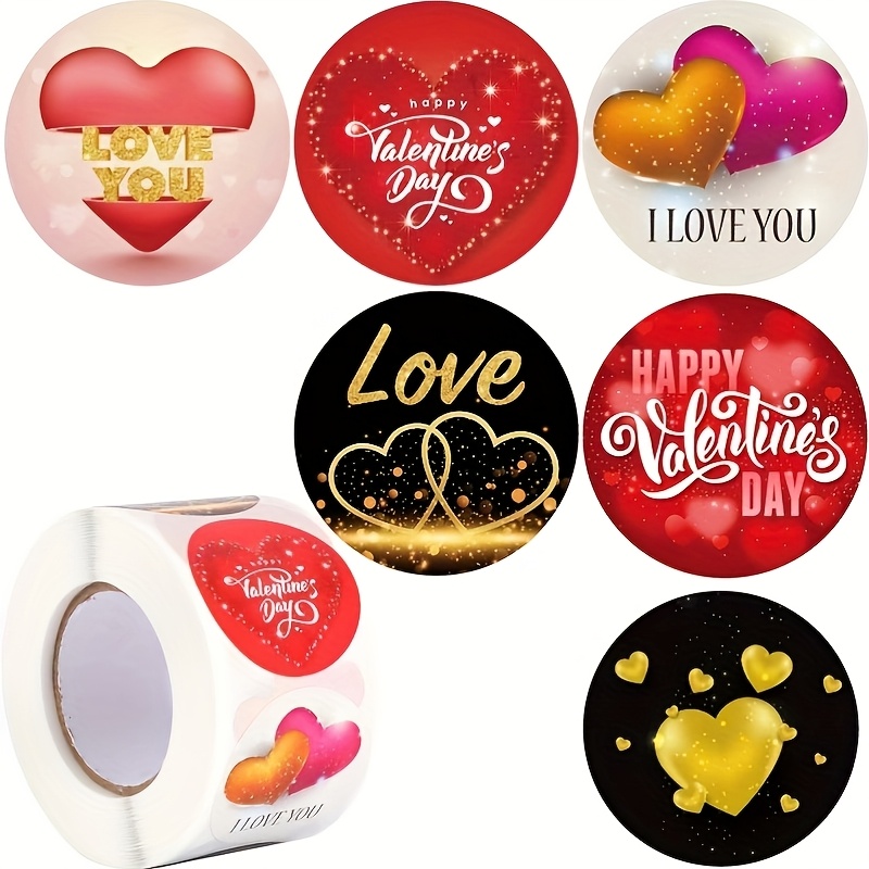 

500 Stickers Per Roll, Valentine's Day Heart Stickers, Happy Valentine's Day Gift Wrapping Decoration Stickers.