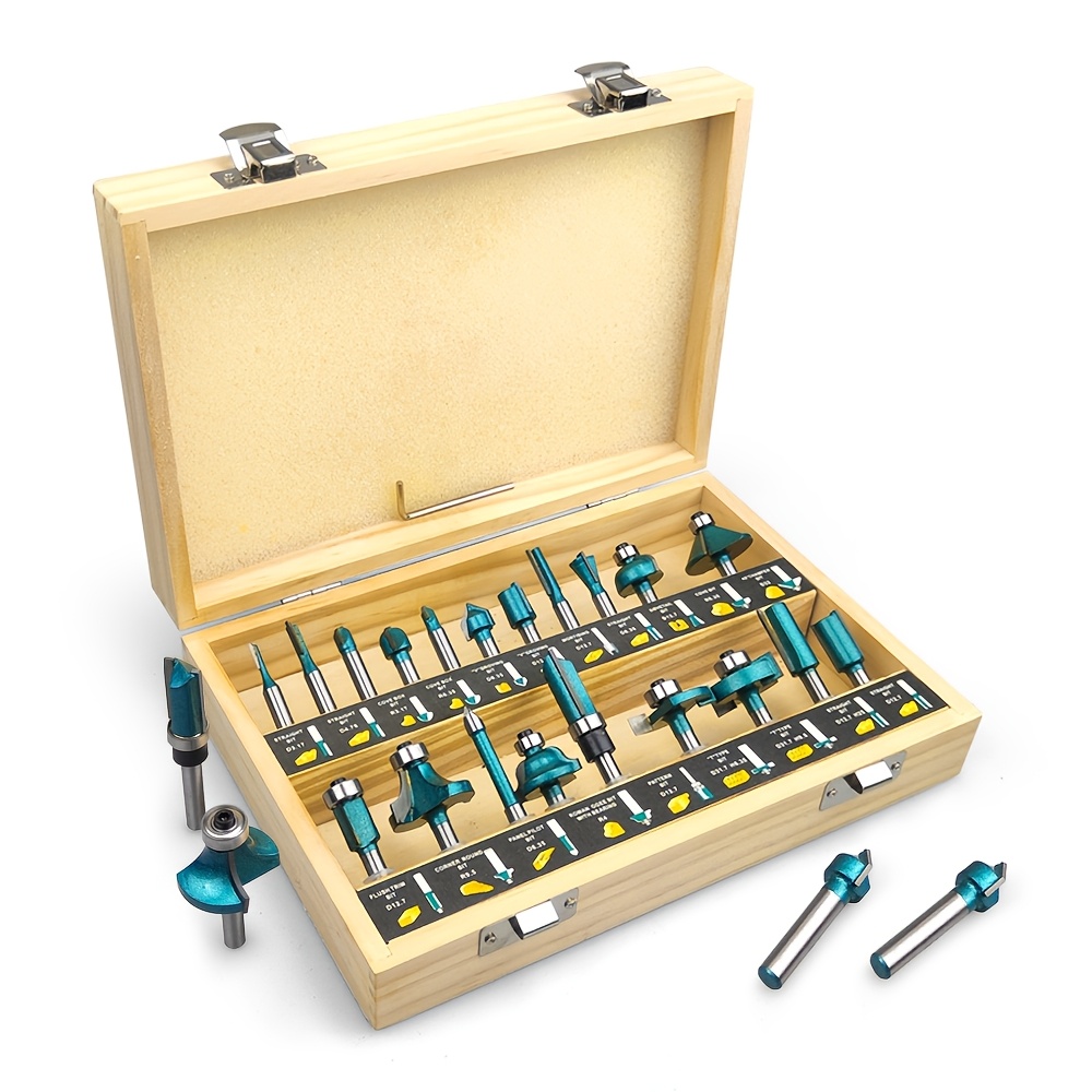 20pcs Professional Router Bits Set, 1/4" Shank, Woodworking Tools For Woodwork Projects
