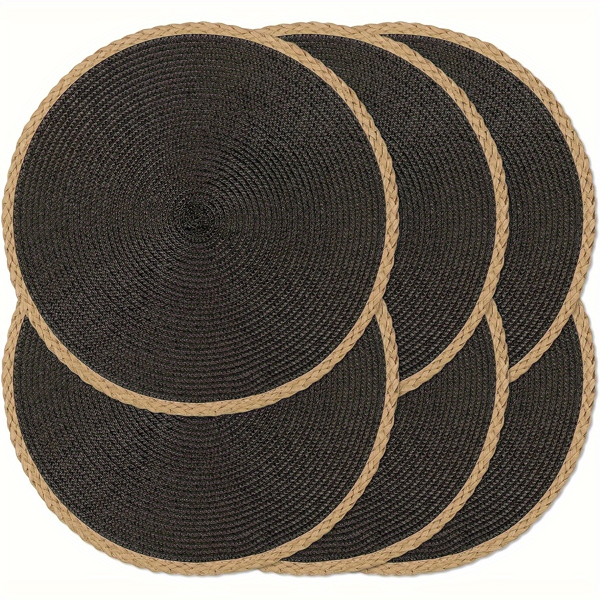 

1pc, Round Placemat, Solid Color Woven Table Pads, Nordic Style Decorative Heat Insulation Table Mat, Coffee Table Pad, Household Bowl Plate Mat, Home Decoration