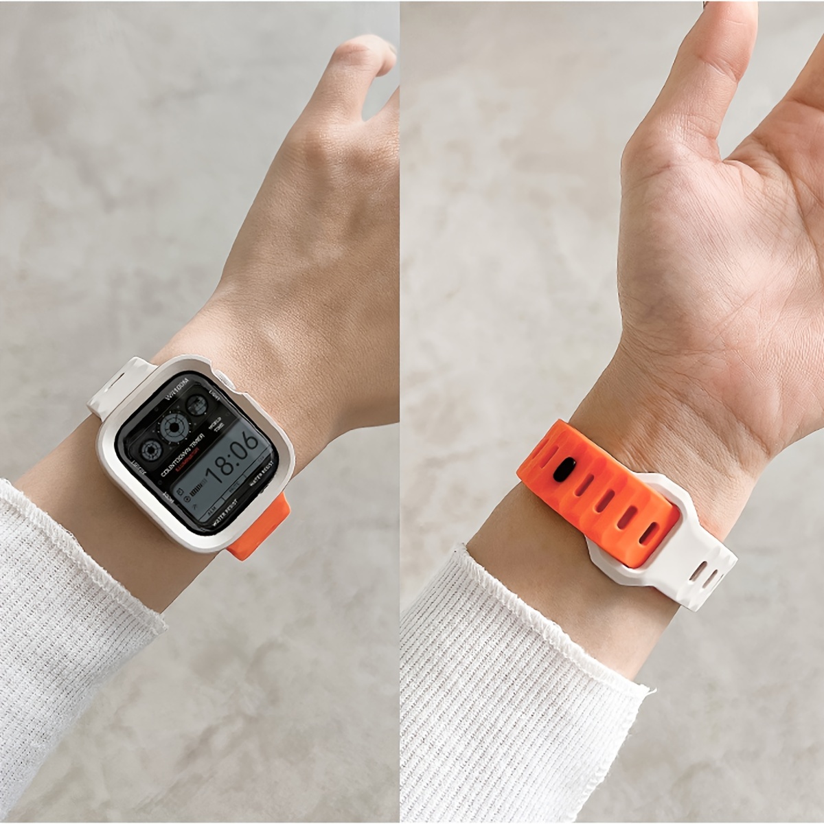 2pcs for Apple Watch Band & Case Combo - Adjustable Silicone Sport Strap with Hollow-Out Soft Protective Cover, Breathable Comfort Fit for Series 1-11/Ultra/SE, 38-49mm, Compatible with 40/41/42/44/45/46/49mm, Durable Protective Case Accessories