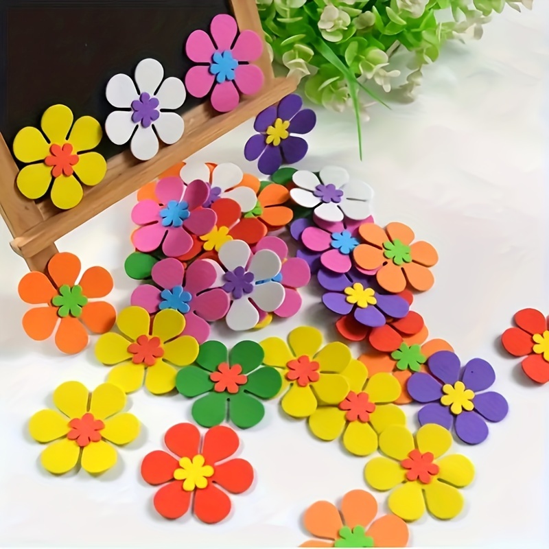 

40pcs Vibrant Eva Foam Flower Stickers - Decorations For Diy , Festivals, Parties - Wedding, Birthday, All - No Electricity, Featherless - For Christmas, , Easter, Thanksgiving, Valentine's Day Events