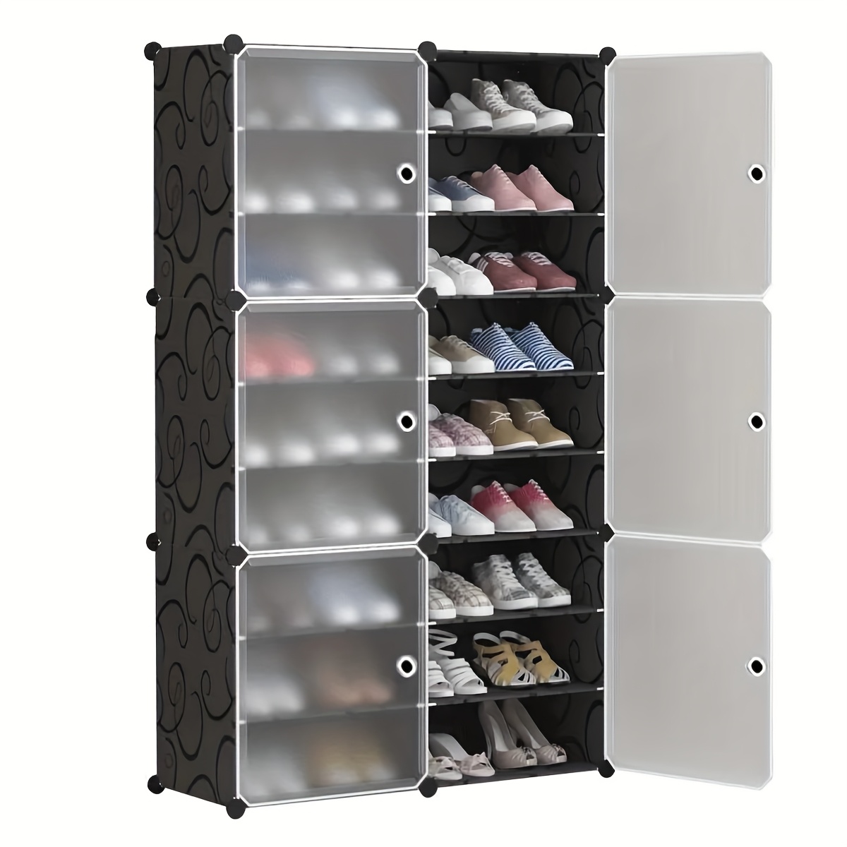 TEMU Shoe Rack, 6 Cube 9-tier Shoe Storage Cabinet 36 Pairs Plastic Freestanding Shoe Organizer Shoe Shelves For Entryway Hallway Closet Or Bedroom,