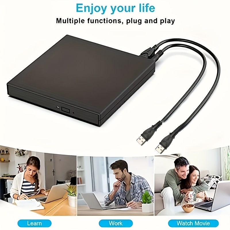 

External Cd Dvd Drive, Usb 2.0 Slim Portable External Cd-rw Drive Dvd-rw Burner Player For Laptop Notebook Pc Desktop Computer