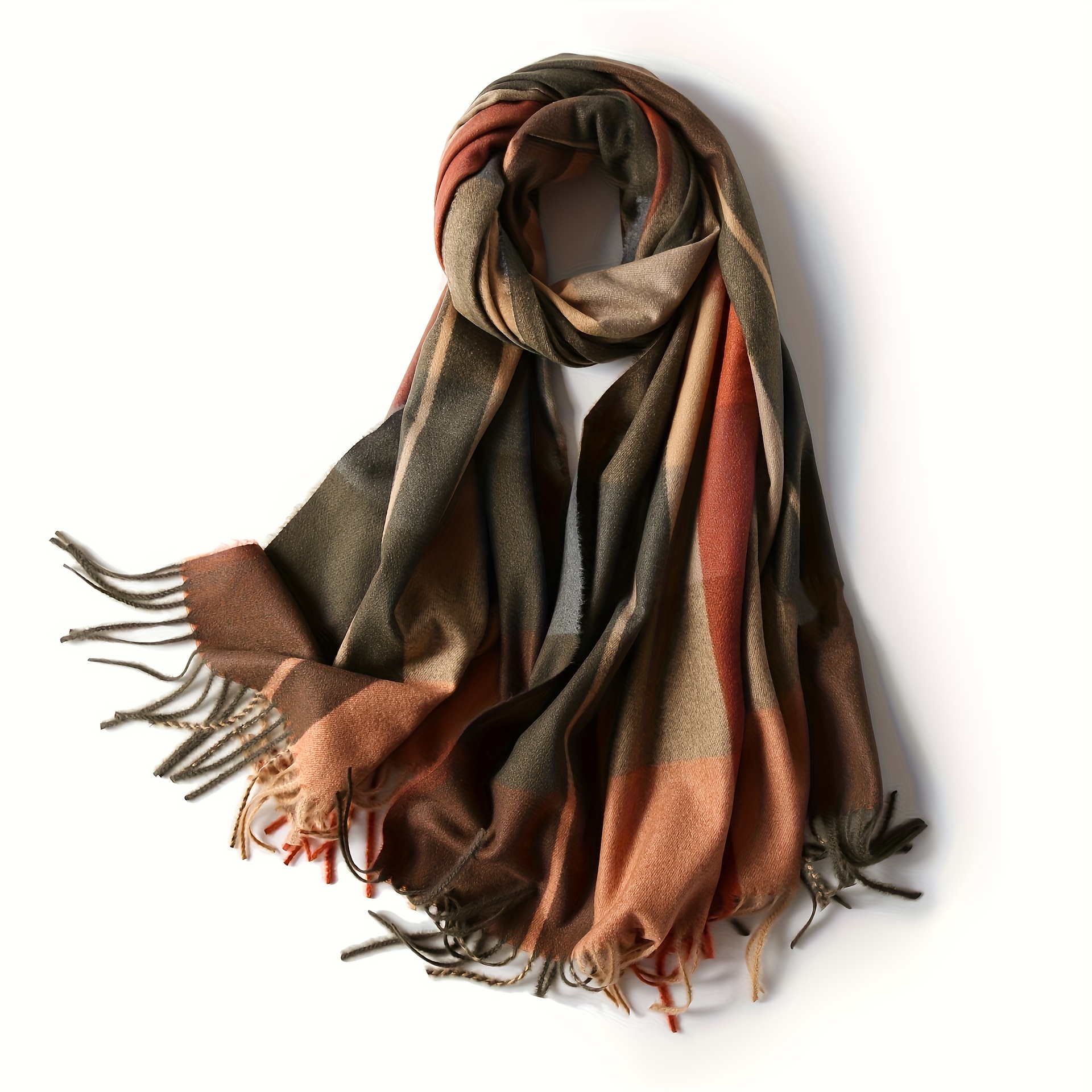 New Winter Scarf Classic High Quality Anti Checkered Scarf for Men and Women in Autumn and Winter Warm Striped Scarf Wrapped in Sheep Fleece Blanket