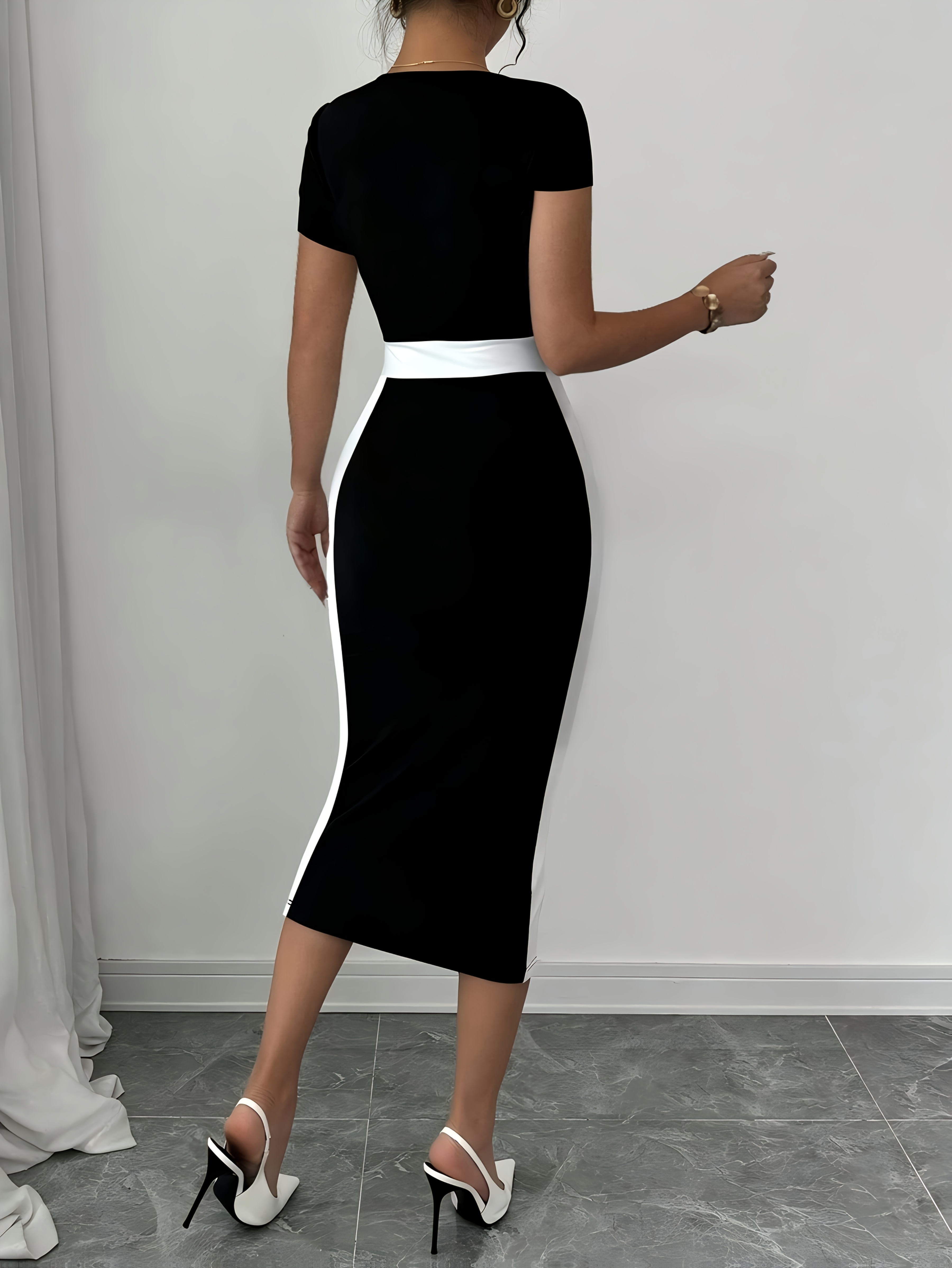 ankle boots with bodycon dress Black Bodycon Dress Short Sleeve Maxi