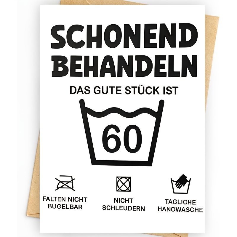 Image of 1pc Funny German 60th Birthday Card With Envelope, Perfect For 60th Birthday Celebrations, Retirement Parties, Prank Gift Exchanges, And Ideal For Parents, Grandparents, , Colleagues