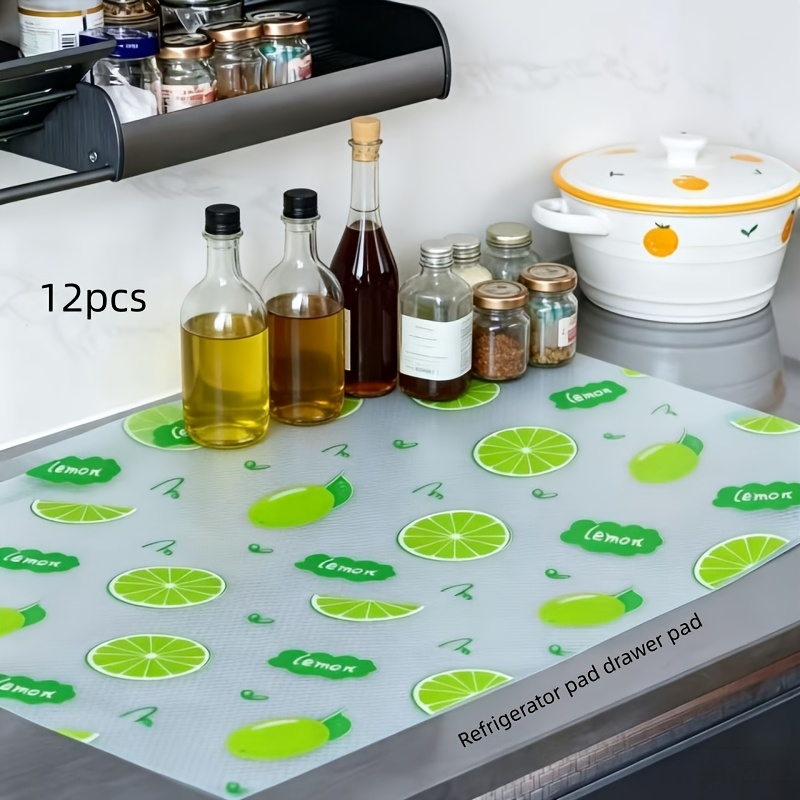 TEMU 12pcs Waterproof Refrigerator Pad - Moisture-proof, Non-slip, Washable, Reusable, Durable Eva Material, Pattern, Suitable For Refrigerator And