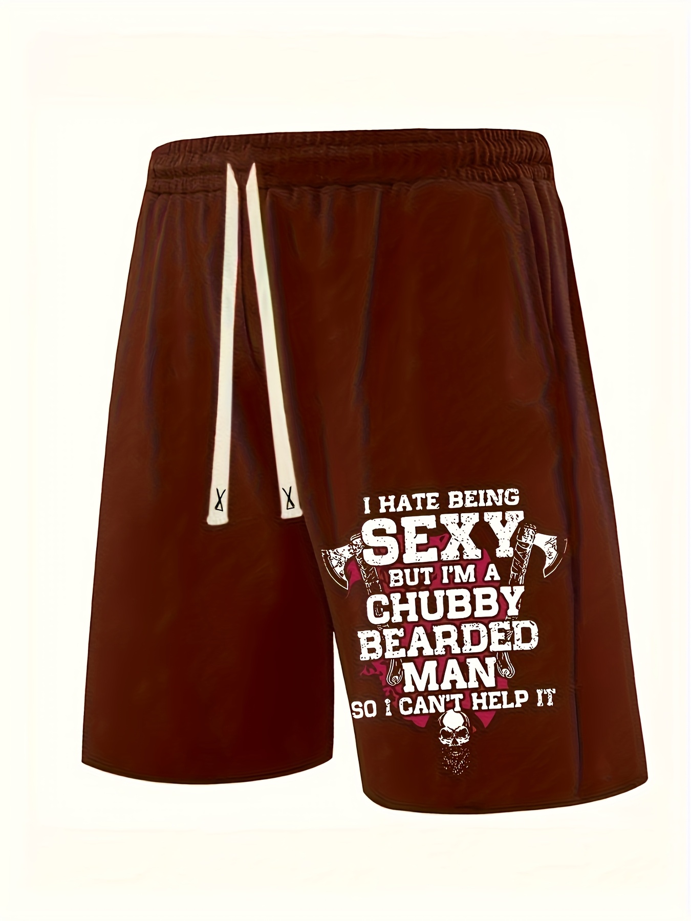 Men's Plus Size Graphic Print Casual Shorts - Bold Lettering & Edgy Design, Elastic Drawstring Waistband, Regular Fit, Hand Wash Only, Everyday Clothing, Streetwear Style, Nontransparent Fabric, PLUS SIZE