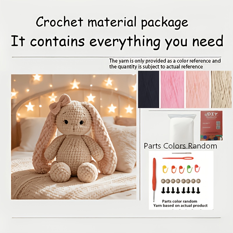 TEMU Sac de crochet pour lapin avec boucle papillon à suspendre aux oreilles, crochet créatif | Tutoriel de fabrication | Contient un crochet et du