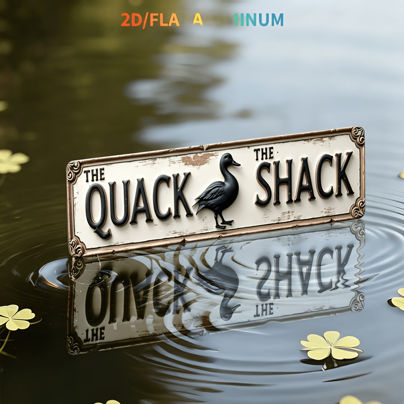 TEMU 2d Flat, 1pc 2d Flat Christmas Decoration "the The Shack" Sign, Suitable For A Duck-themed . Vintage Sign - 40.64x10.16cm Aluminum Wall Decor,
