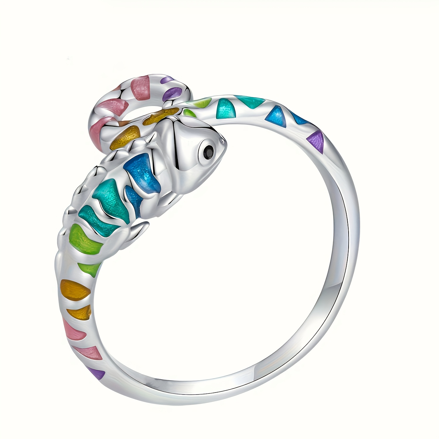 Image of 1pc Ring Multicolor Chameleon Adjustable Hand Jewelry Ring Women's Gift Box Packaging Best Friend Gift Party Gift Suitable For Daily Mother's Day, Party, Banquet, Spring Summer Wear