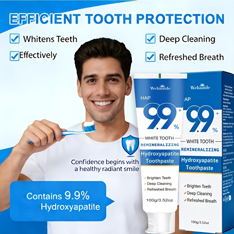 4 Packs Remineralizing Toothpaste, Effect & Deep Cleaning, Polishing & Brightening Teeth, Mint Flavor Helps Keep Breath Fresh, Plaque, Hypoallergenic for Sensitive Teeth, Oral Health & Hygiene, Travel-100g*4, for Everyone Use