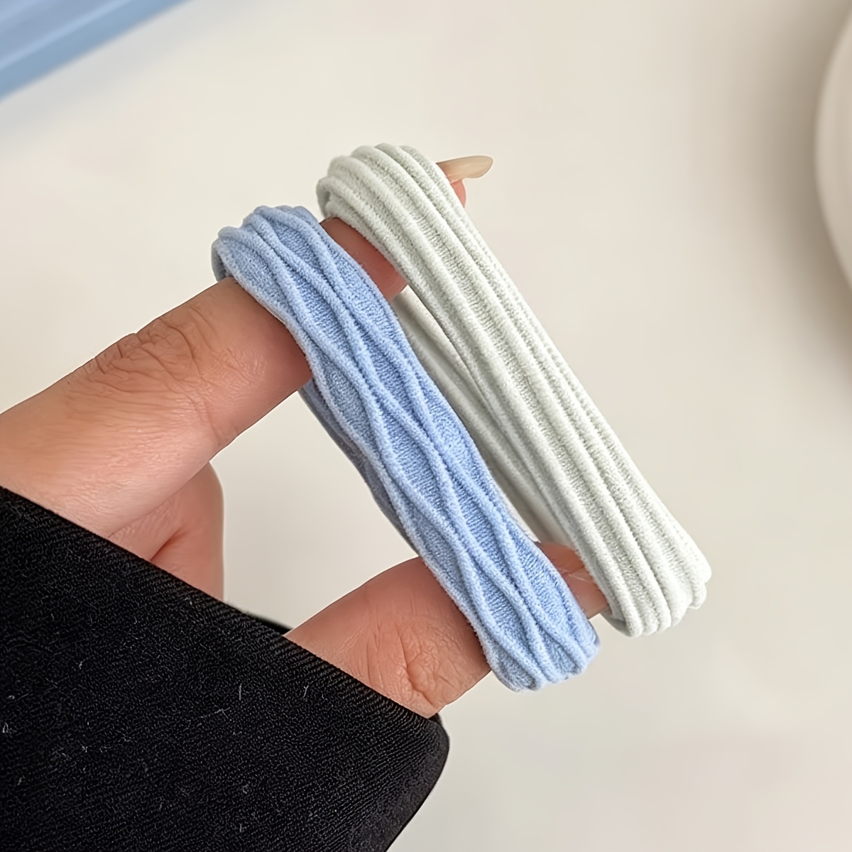 5pcs Women's Blue-Toned Diamond Pattern Hair Ties Set
