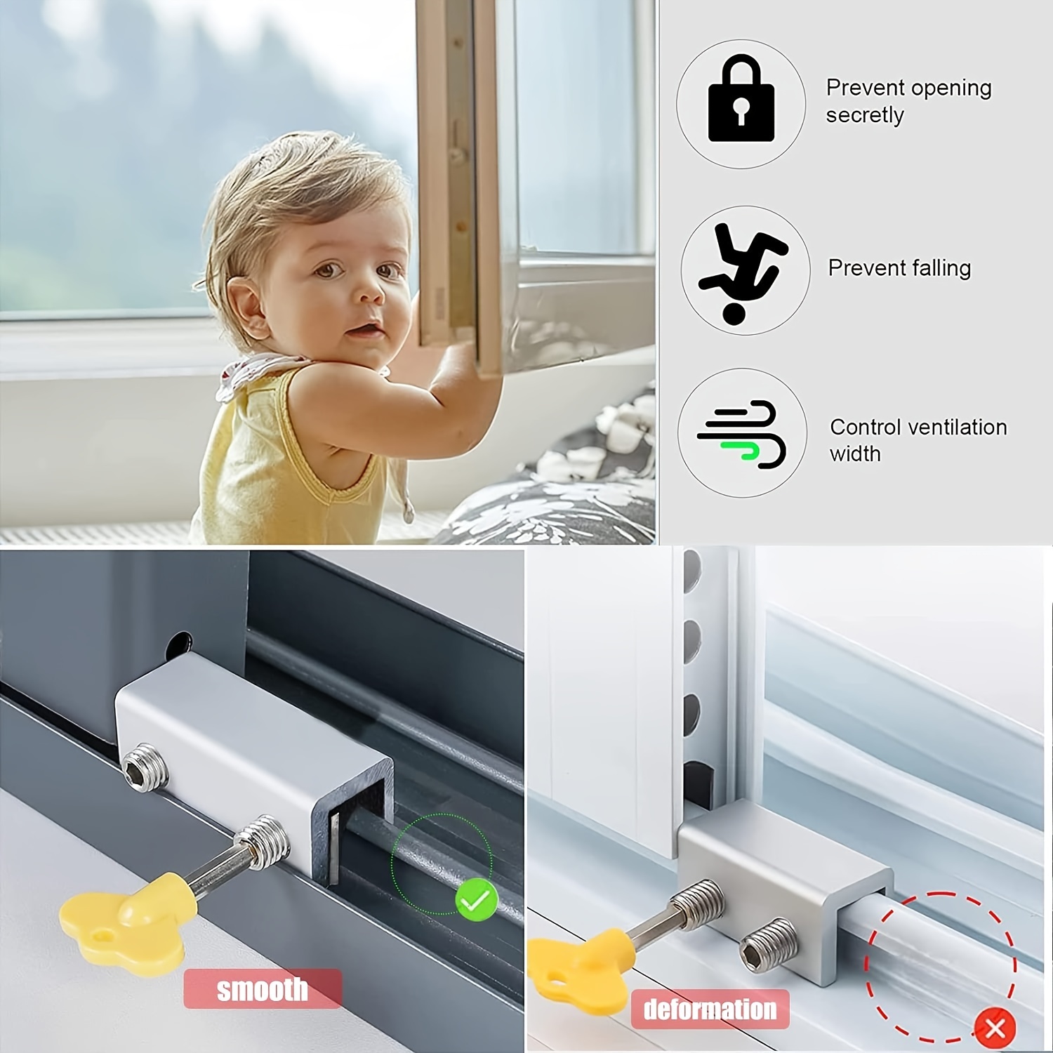 Adjustable Metal Sliding Window Locks Including Keys Simple Temu