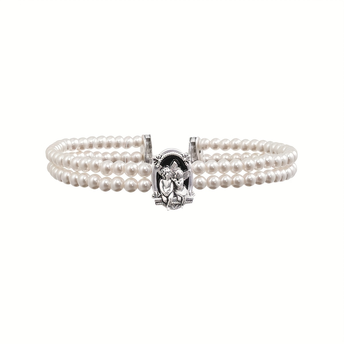 Women's Vintage-Inspired Elegant White Beaded Choker Necklace