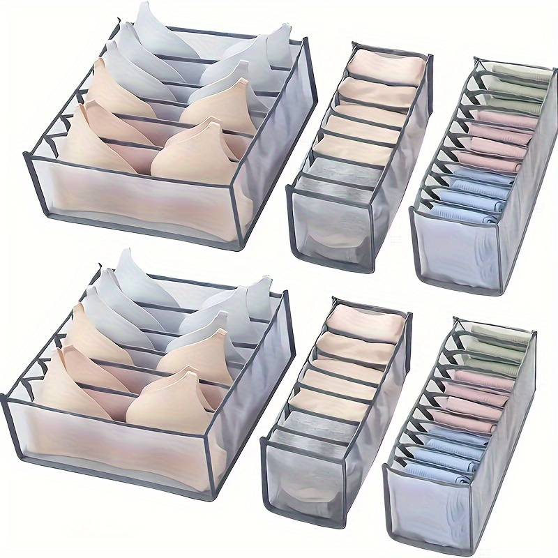 

Chic Mesh Underwear Organizer Set - Washable Drawer Dividers For Bras, Socks & Accessories - Polyester Storage Solution In Black/ivory, Ventilation, Classification