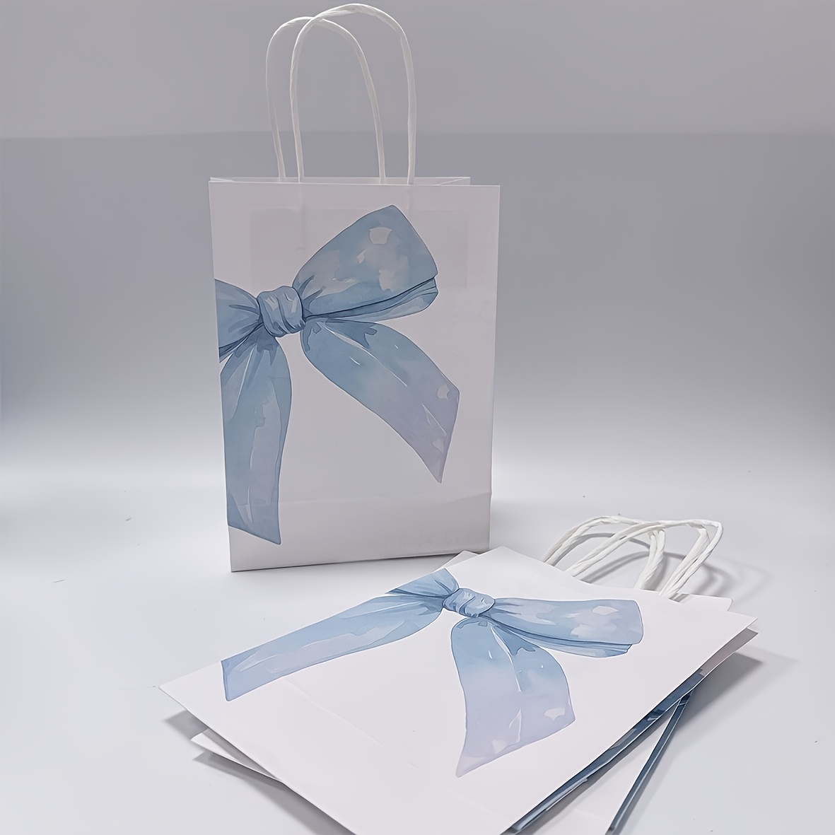 TEMU 10pcs Pink / Paper Bags With Handles Cute Bowknot Treat Bags Candy Grocery Shopping Bag For Coquette Birthday Baby Shower Party Favors Supplies