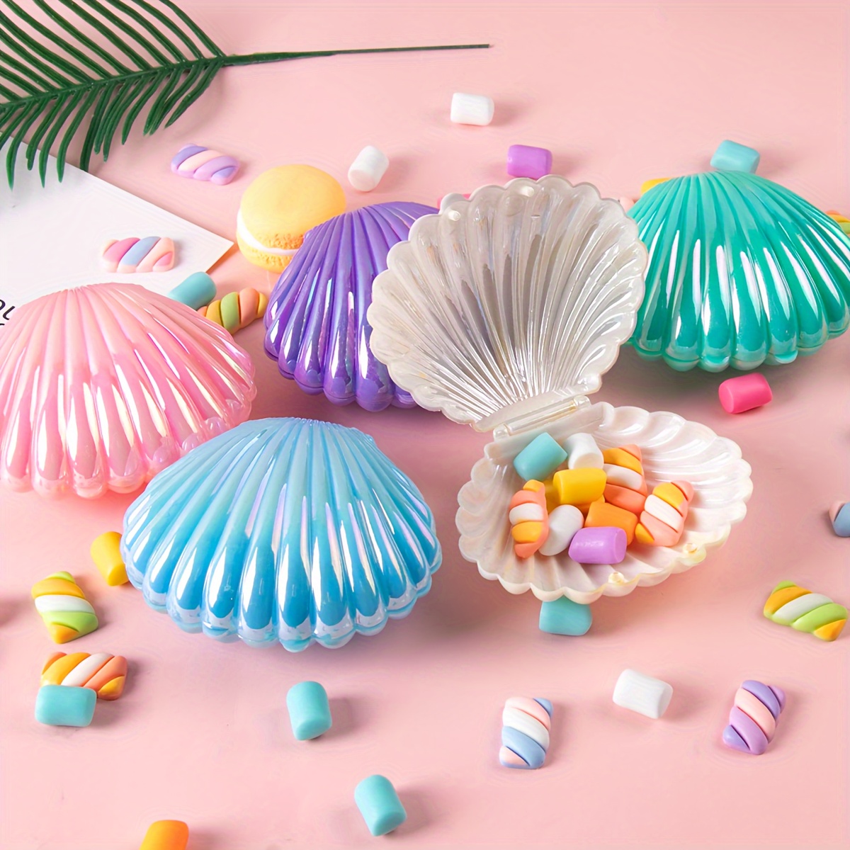 

5pcs Mermaid Shell Candy Boxes - Weddings, Birthdays & Parties - Plastic Snack & Cookie Containers