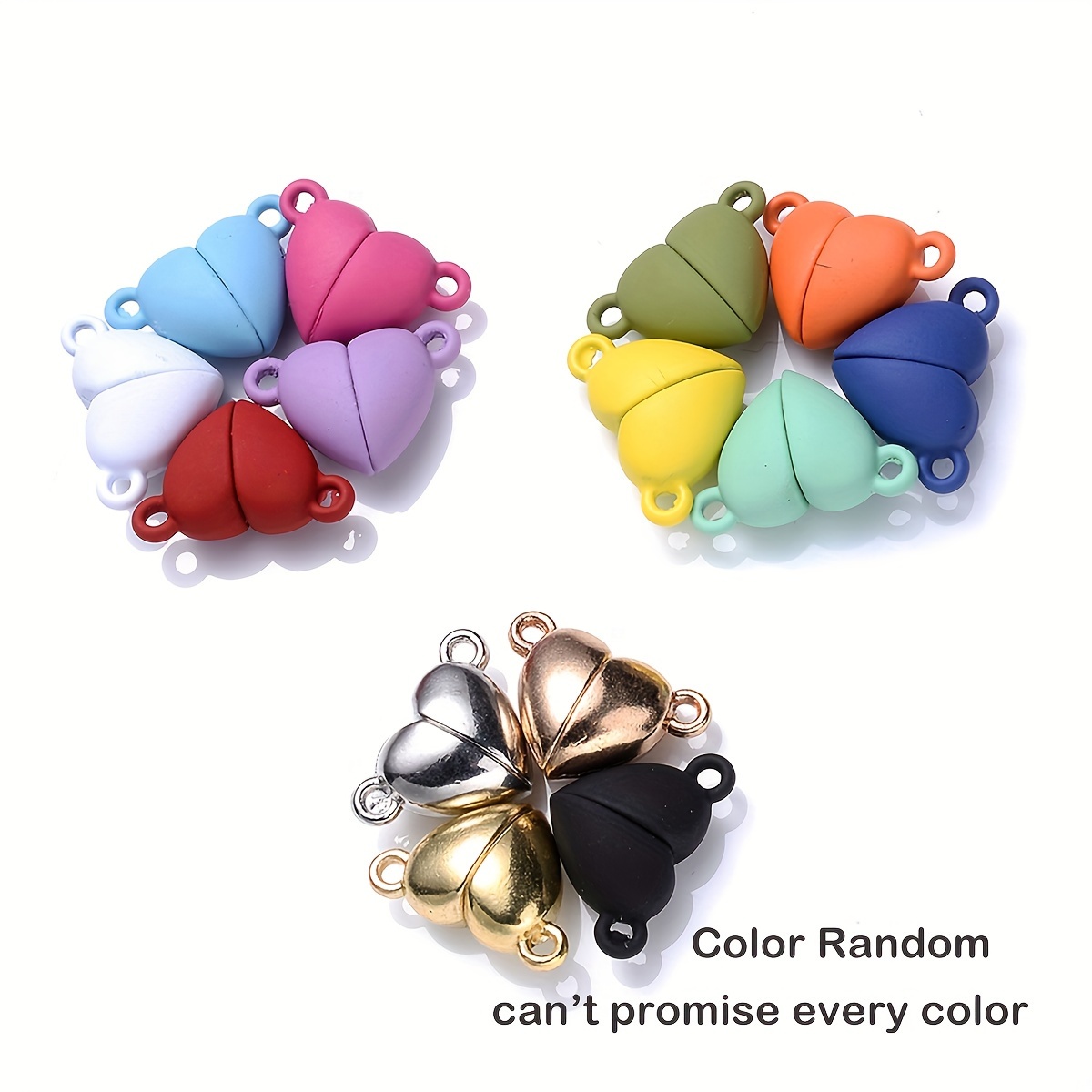 TEMU 5pairs/set 11 X 16mm Random Color Heart Magnet Connector Clasp End Connector Charms For Making Jewelry Clasps Couple Bracelet Necklace