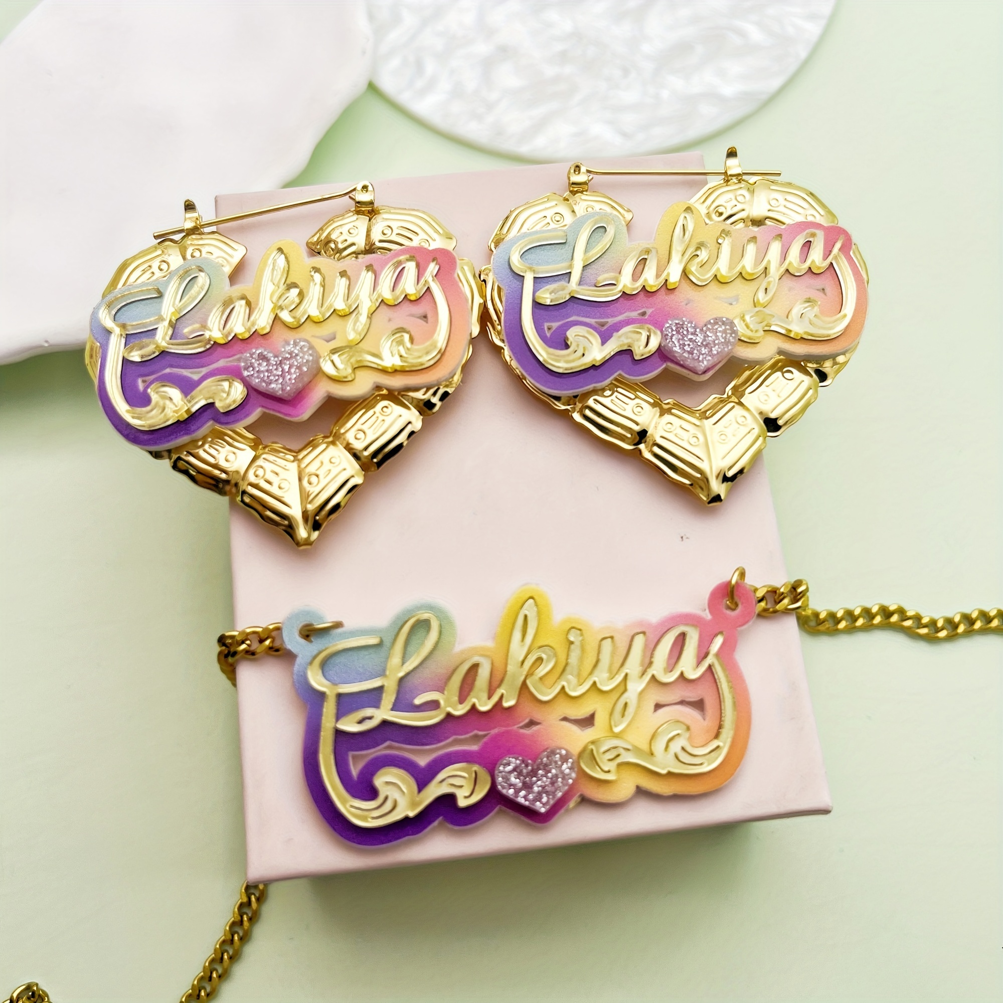 

2pcs Set Y2k Personalized English Double Plaque /necklace Suitable For /christmas Suitable For 45cm/ 50mm